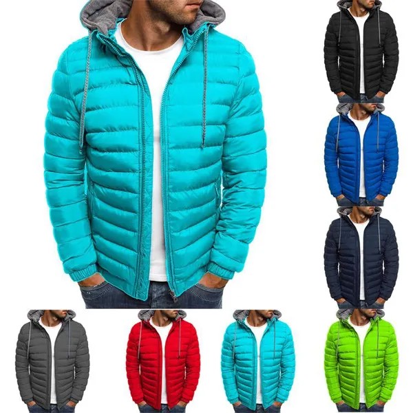 Мужской зимний капюшон Zip Up Утолщенная куртка Повседневная спортивная толстовка Теплое пальто