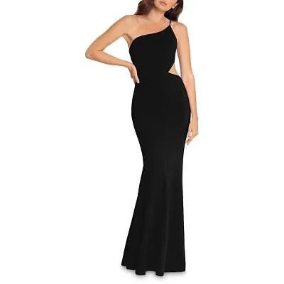 Черное женское вечернее платье-макси Aqua с вырезом на одно плечо 0 BHFO 9025