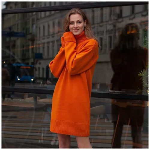 Платье вязаное Эмили 54-2343/оранжевый, XS/42