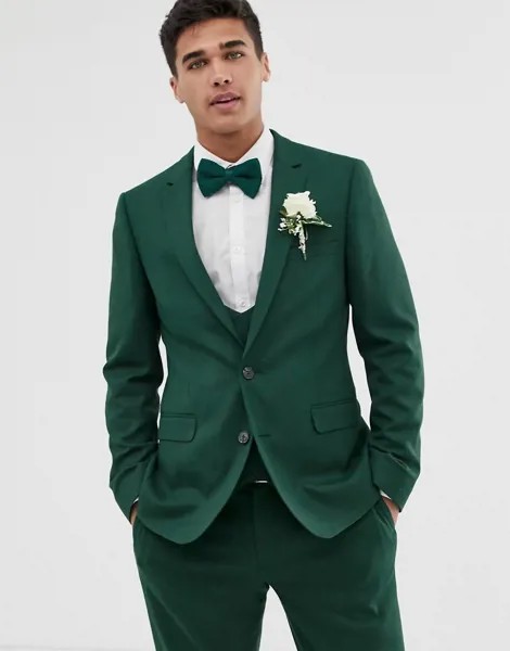 Зеленый фактурный приталенный пиджак ASOS DESIGN wedding-Зеленый цвет