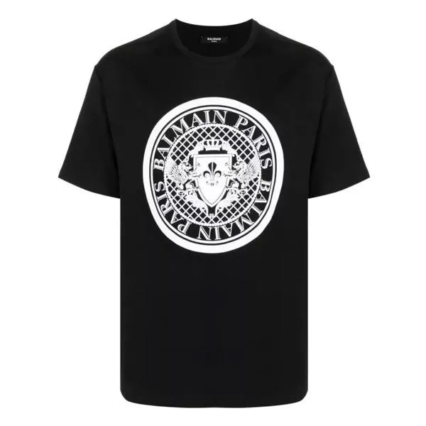 Футболка logo-print cotton t-shirt Balmain, черный