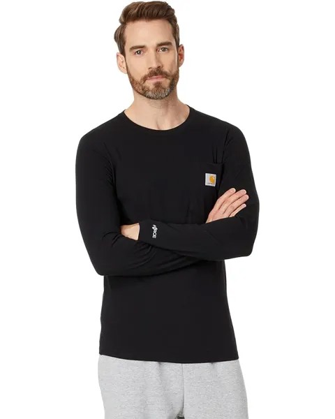 Футболка Carhartt Force Relaxed Fit Midweight Long Sleeve Pocket, черный