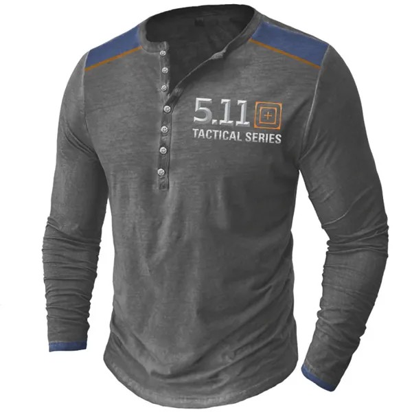 Мужская футболка на открытом воздухе 511 Tactical Henley Collar Long Sleeve T-Shirt Contrast Color Top