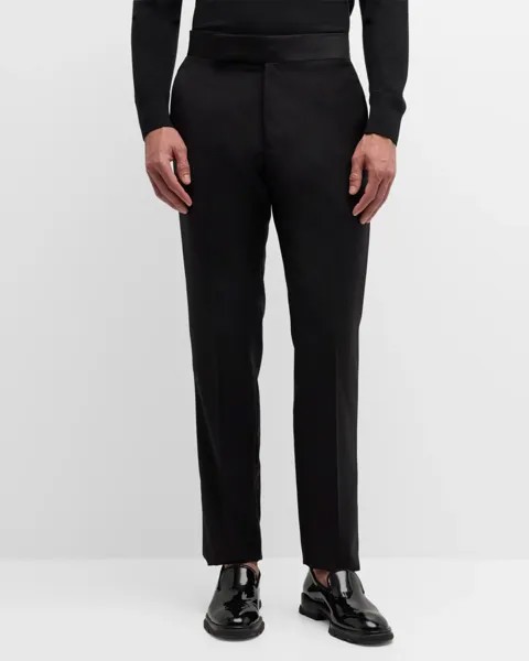 Мужские шерстяные брюки-смокинги Emporio Armani, цвет Solid Black