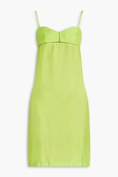 Платье-комбинация из шелкового шармеза Dries Van Noten, ярко зеленый