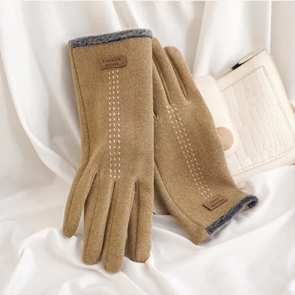 Зимние теплые перчатки De Velvet Дамские перчатки Плюс Бархат верховая езда Корейский Симпатичный Вождение Холодный сенсорный экран Перчатки