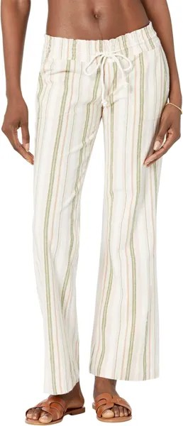 Пляжные брюки Oceanside, окрашенные в пряжу Roxy, цвет Loden Green Cabana Stripe