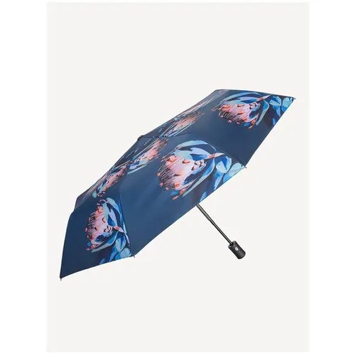 Мини-зонт Mellizos, автомат, 3 сложения, 8 спиц, для женщин, синий