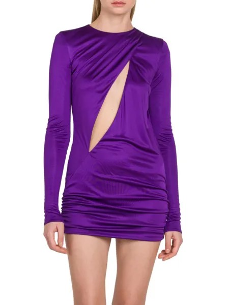 Шелковое мини-платье с вырезами Versace, фиолетовый