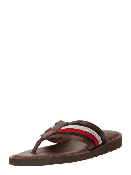 Сандалии TOMMY HILFIGER T-Bar Sandals, коричневый