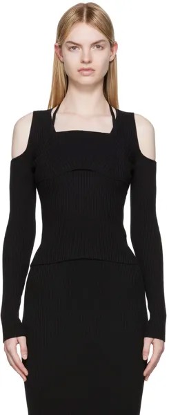 Черный свитер с вырезом Versace Jeans Couture