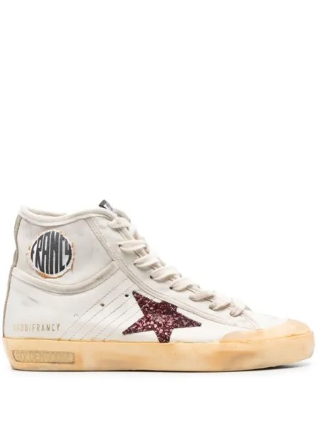 Golden Goose высокие кеды с эффектом потертости, нейтральный цвет