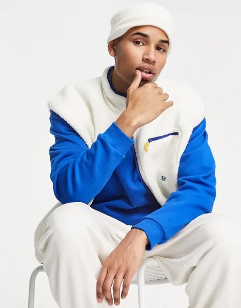 Бежевый oversized-жилет из флиса с карманом на спине Jack & Jones Originals-Светло-бежевый цвет