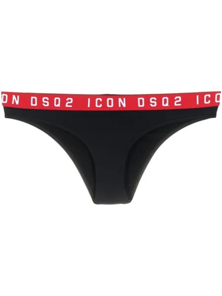 Dsquared2 плавки бикини с логотипом на поясе, черный