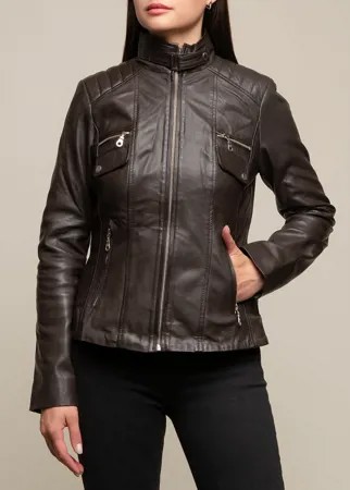 Кожаная куртка женская Gotthold 156096 коричневая 48