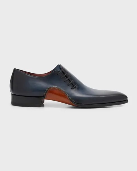 Мужские цельнокроенные кожаные оксфорды Abrahan Magnanni, цвет Navy