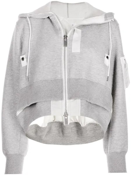 Sacai zip-up cropped hoodie