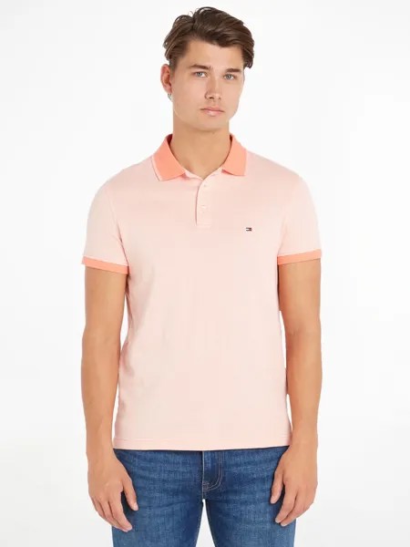 Рубашка-поло приталенного кроя с вышитым логотипом Tommy Hilfiger, персиковые сумерки