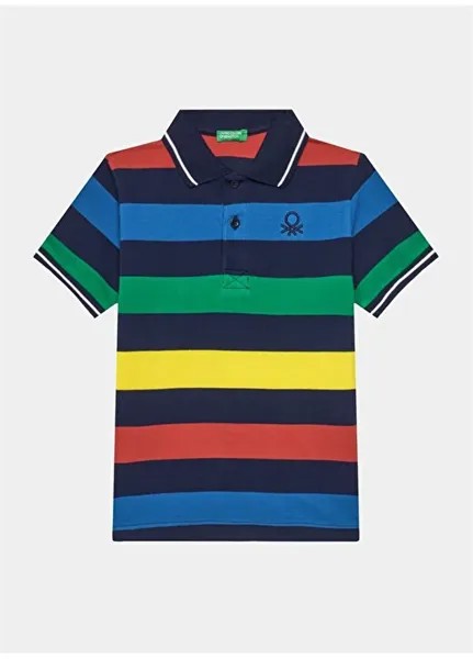 Черный разноцветная футболка-поло для мальчика 3EJDC301B Benetton, черный/многоцветный