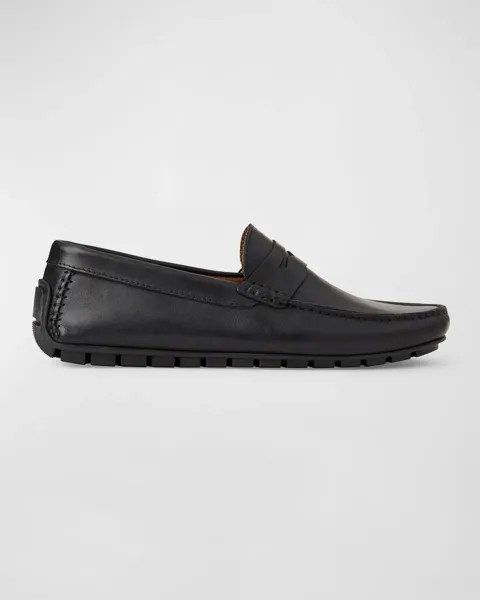 Мужские кожаные лоферы Xane Driver Penny Loafers Bruno Magli, цвет Black Leather