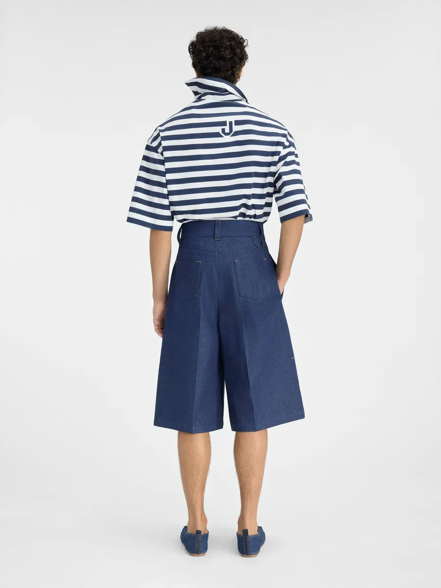 Джинсовые шорты-бермуды со складками Нима Равелло Jacquemus, темно-синий