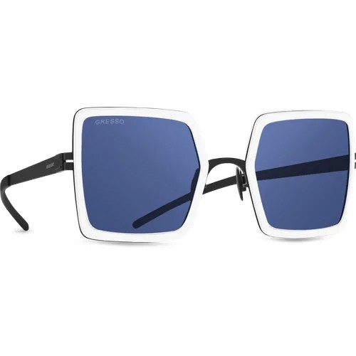 Титановые солнцезащитные очки GRESSO Rodeo Drive - квадратные / черные монолитные / кант белый
