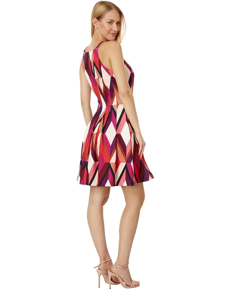 Платье Vince Camuto Geometric Fit-and-Flare Scuba Dress, цвет Red Multi