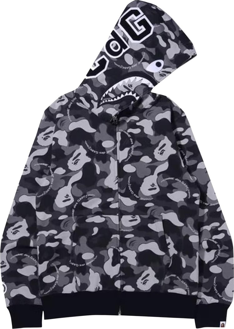 Худи BAPE x Comme des Garçons Osaka Shark Full Zip Hoodie 'Black', черный