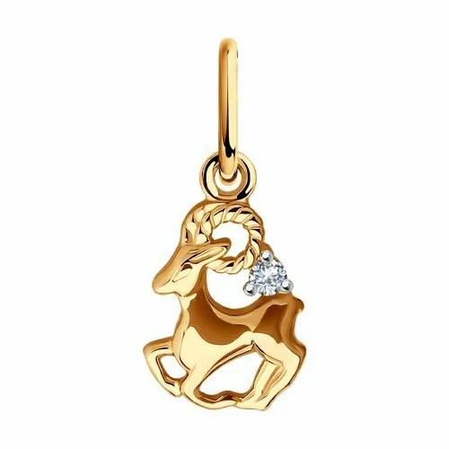 Подвеска GOLD CENTER, красное золото, 585 проба, фианит