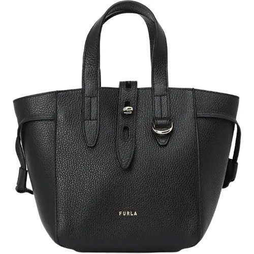 Сумка кросс-боди FURLA, фактура зернистая, черный