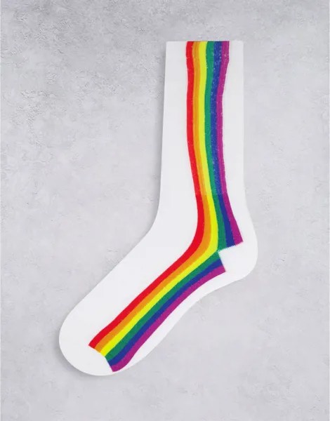 Белые носки с радужными полосками Topman-Белый