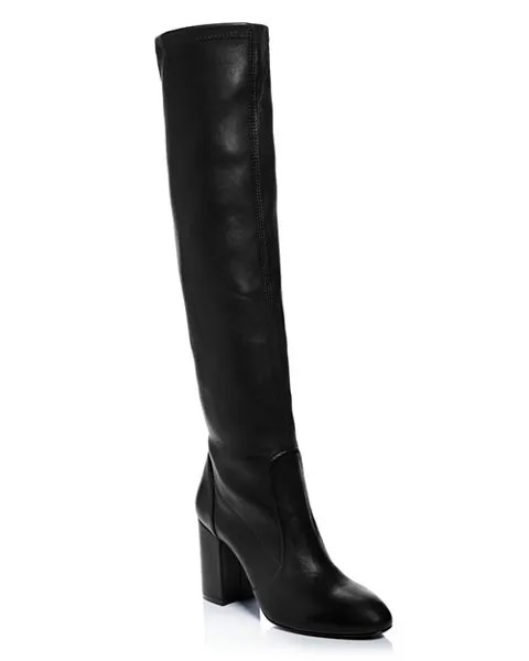 Ботинки с открытым носком Yuliana 85 на блочном каблуке Stuart Weitzman, цвет Black