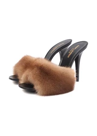 Мюли с отделкой из меха норки LA 16 Saint Laurent