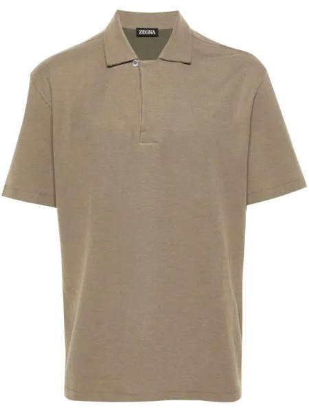 Zegna рубашка поло с застежкой тогл, зеленый
