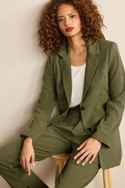 Однобортный приталенный пиджак Next, зеленый