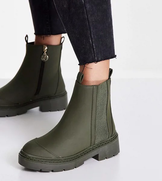 Ботинки цвета хаки для широкой стопы с широкой вставкой River Island-Зеленый цвет