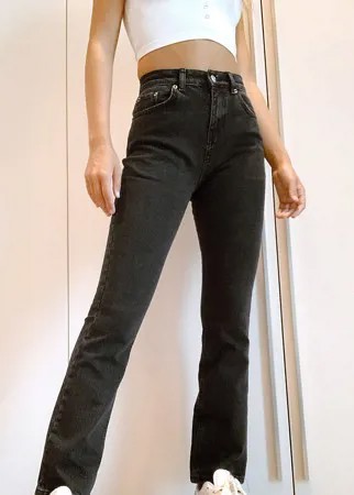 Черные эластичные расклешенные джинсы с завышенной талией в стиле '70-х ASOS DESIGN Petite-Черный цвет