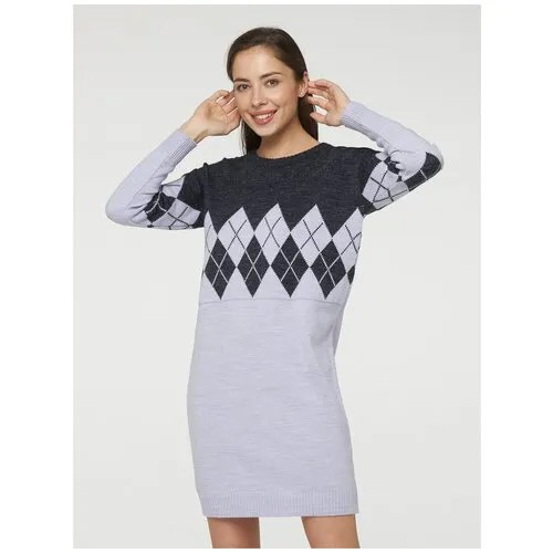Платье-свитер VAY, деним, повседневное, прилегающее, макси, вязаное, размер 54, фиолетовый