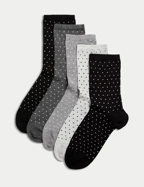 5 пар бесшовных носков до щиколотки Marks & Spencer, черный микс