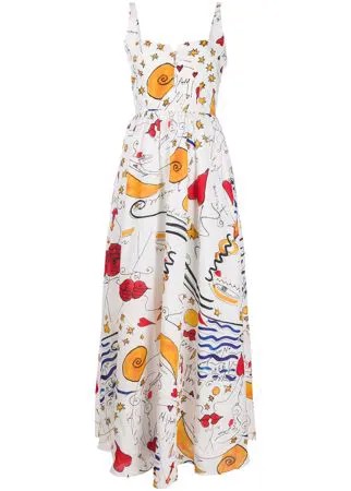 Esteban Cortazar длинное платье-корсет с абстрактным принтом