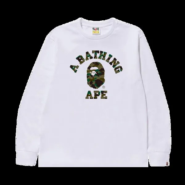 Футболка BAPE 1st Camo College Long-Sleeve 'White/Green', белый