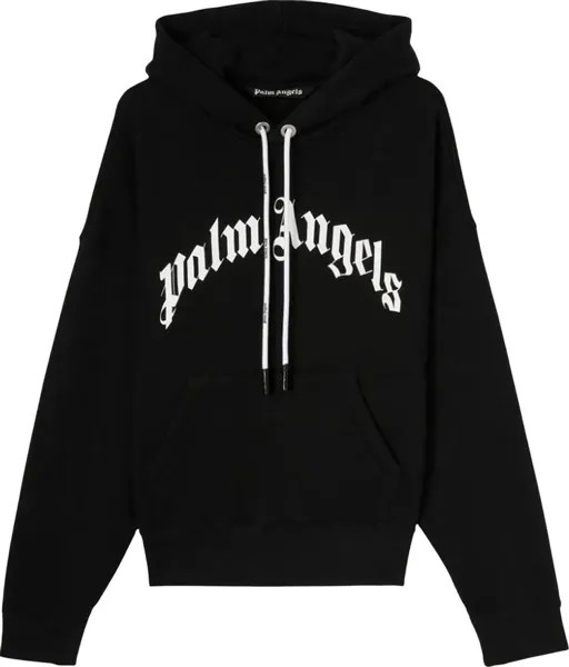 Худи Palm Angels Curved Logo Hoody 'Black/White', черный