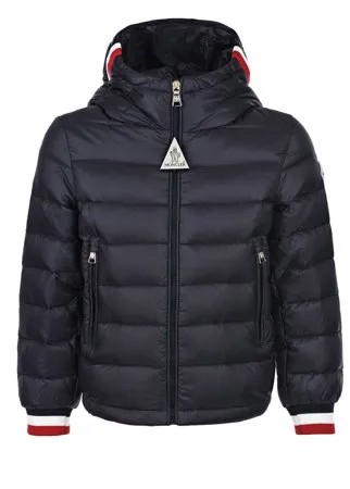 Темно-синяя куртка с манжетами в полоску Moncler