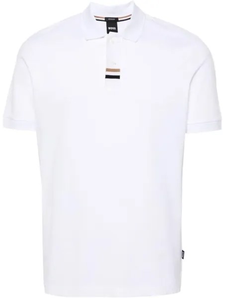 Мужская хлопковая футболка-поло с короткими рукавами Hugo Boss Parlay 424 Pique, белый