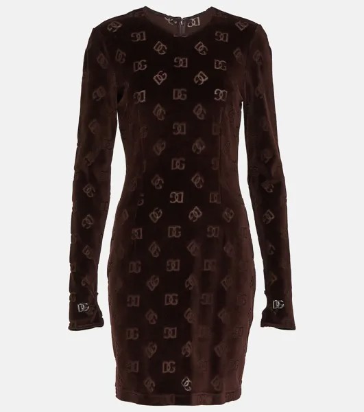 Бархатное мини-платье dg Dolce&Gabbana, коричневый