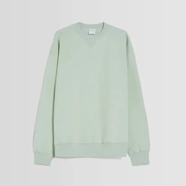 Свитшот Bershka Crew Neck, зеленый