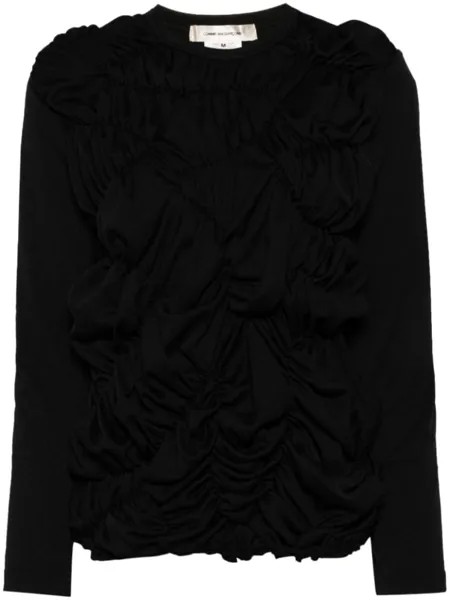 Топ с длинными рукавами и рюшами Comme Des Garçons, черный