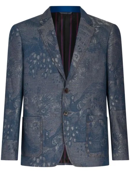 ETRO джинсовый пиджак с узором, синий