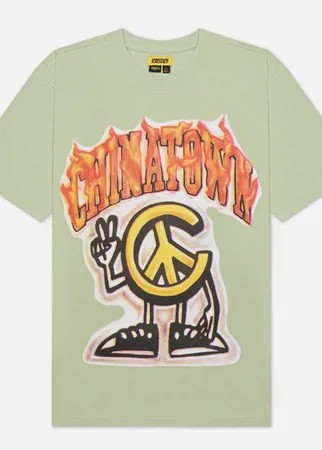 Мужская футболка Chinatown Market Peace Guy Flame Arc, цвет зелёный, размер M