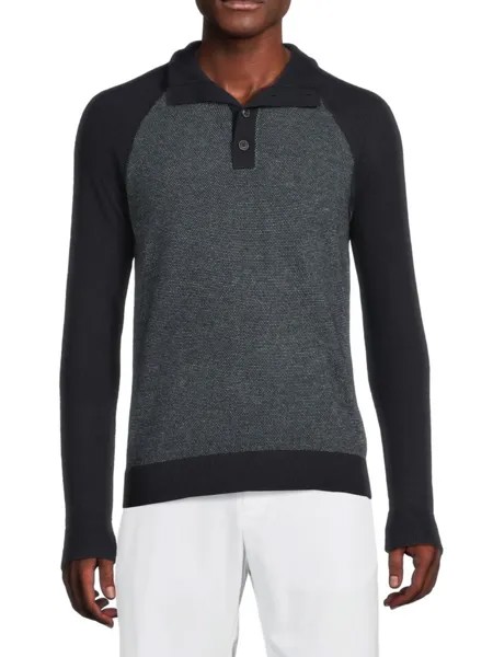 Толстовка Henley из смесовой шерсти с воротником-стойкой Vince, цвет Coastal